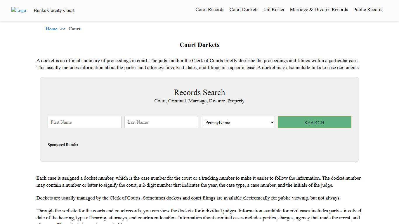 Court Dockets | Bucks County Court